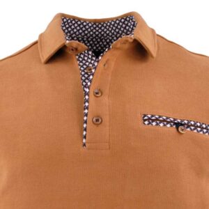 pull homme col polo coton épais GAILDO Camel