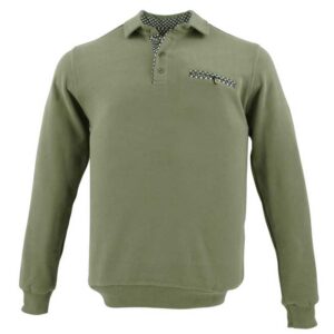 pull col polo coton épais GAILDO vert kaki