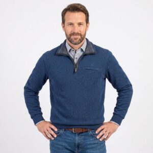pull sweat bleu MONTE CARLO avec poche poitrine
