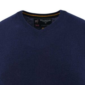 pull homme 100% laine col V marine WELLINGTON OF BILMORE modèle JACKw