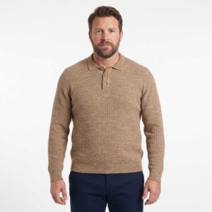 pull homme maille col polo MONTE CARLO beige