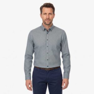 chemise homme imprimé triangles vert et bleu CASA MODA Casual Fit