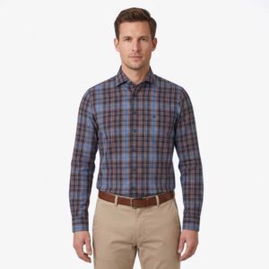 chemise homme REDMOND bleu marine orange modern fit