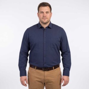 Chemise homme coton flanelle rayé ocre MARVELIS Casual Fit
