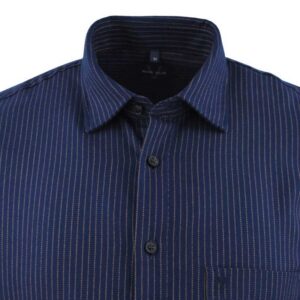 Chemise homme coton flanelle rayé ocre MARVELIS Casual Fit