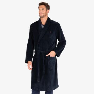 Peignoir long homme en polaire marine EMINENCE
