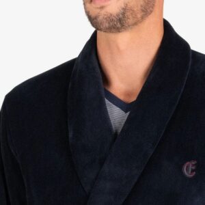Peignoir long homme en polaire marine EMINENCE