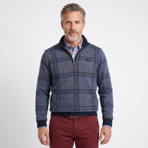 pull sweat col troyer zip chiné bleu/beige MONTE CARLO