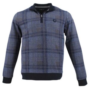 pull sweat col troyer zip chiné bleu/beige MONTE CARLO
