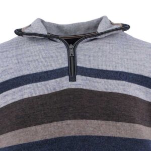 pull sweat col troyer zip rayé gris/bleu MONTE CARLO