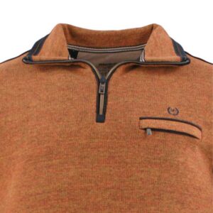 pull sweat col troyer zip chiné orange/ocre MONTE CARLO