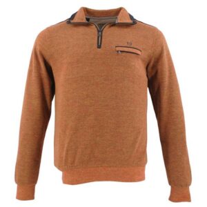 pull sweat col troyer zip chiné orange/ocre MONTE CARLO