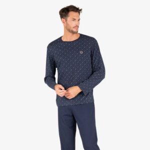 Pyjama Long imprimé coton jersey imprimé EMINENCE bleu