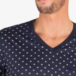 Pyjama homme mercerisé col V EMINENCE bleu imprimé