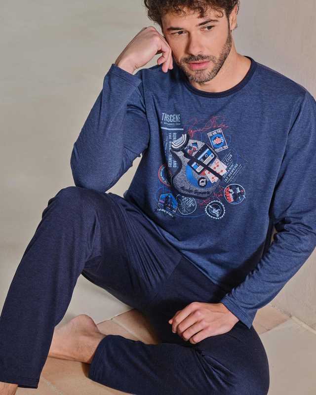 Pyjama homme imprimé bleu MASSANA