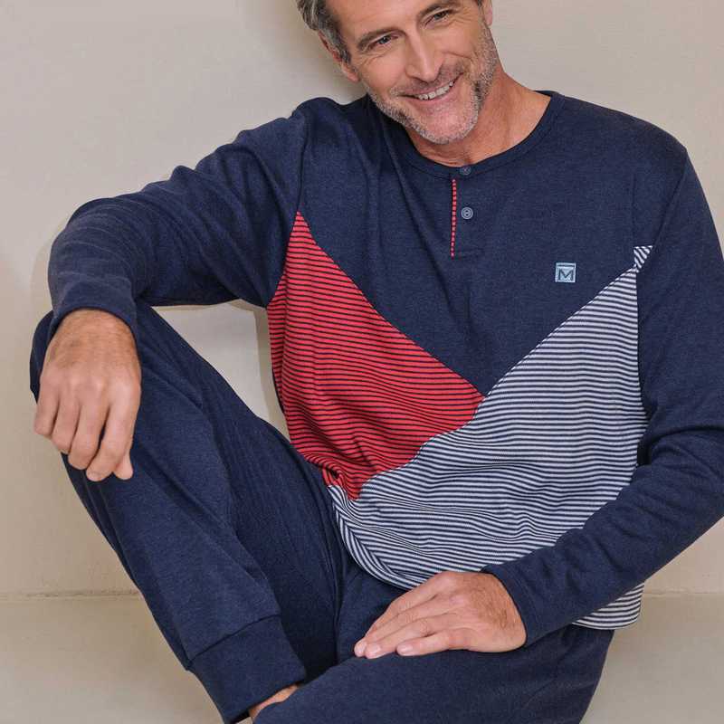 Pyjama homme coton gratté motif triangle MASSANA