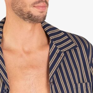 Pyjama homme boutonné popeline EMINENCE marine et beige