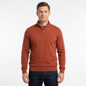 pull sweat col montant REDMOND orange/rouge