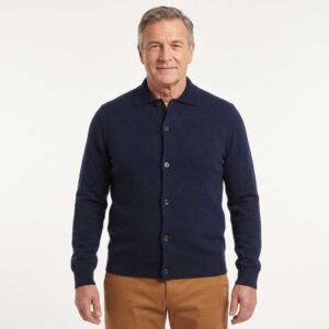 cardigan boutonné laine coton marine PIERRE CARDIN