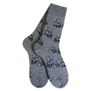 Chaussettes homme laine LABONAL grises motif raton laveur