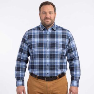 chemise homme flanelle REDMOND casual fit carreaux bleus