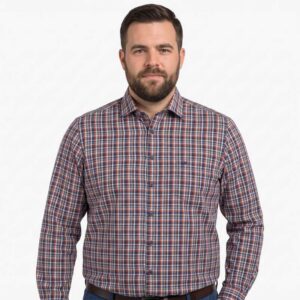 chemise homme REDMOND carreaux terracotta casual fit