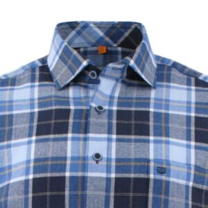 chemise homme flanelle REDMOND casual fit carreaux bleus
