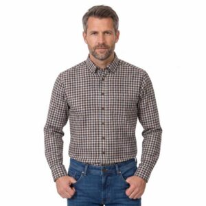 Chemise homme coton flanelle CASAMODA marron et beige