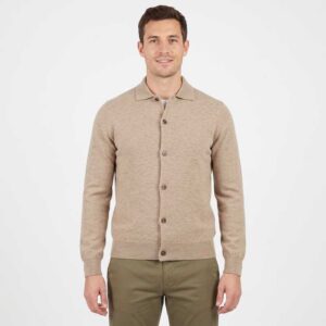 cardigan boutonné laine coton beige PIERRE CARDIN